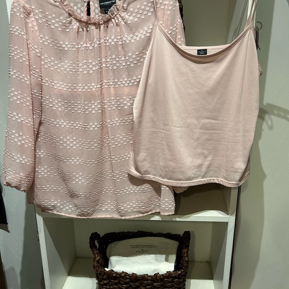 Liz Claiborne long sleeve pale pink blouse & shell size medium - Picture 4 of 16